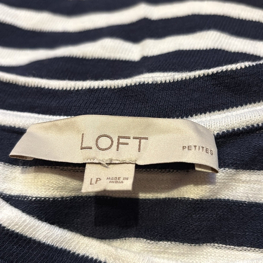 Loft Striped Cotton Sleeveless Midi Dress Large Petite - Picture 4 of 5